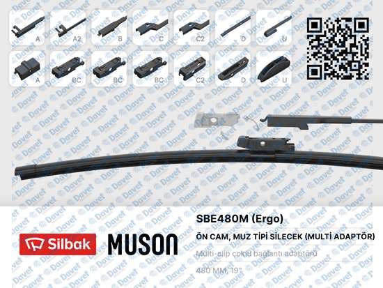 SILBAK SBE480M Silecek Supurgesi (Muz Tipi) 480mm Coklu Aparatli